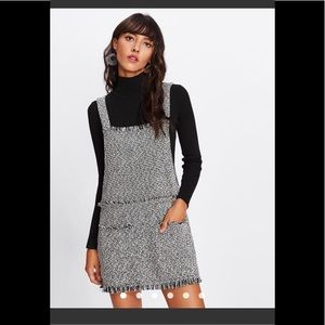 Fringe Edge Tweed Overall Dress size small